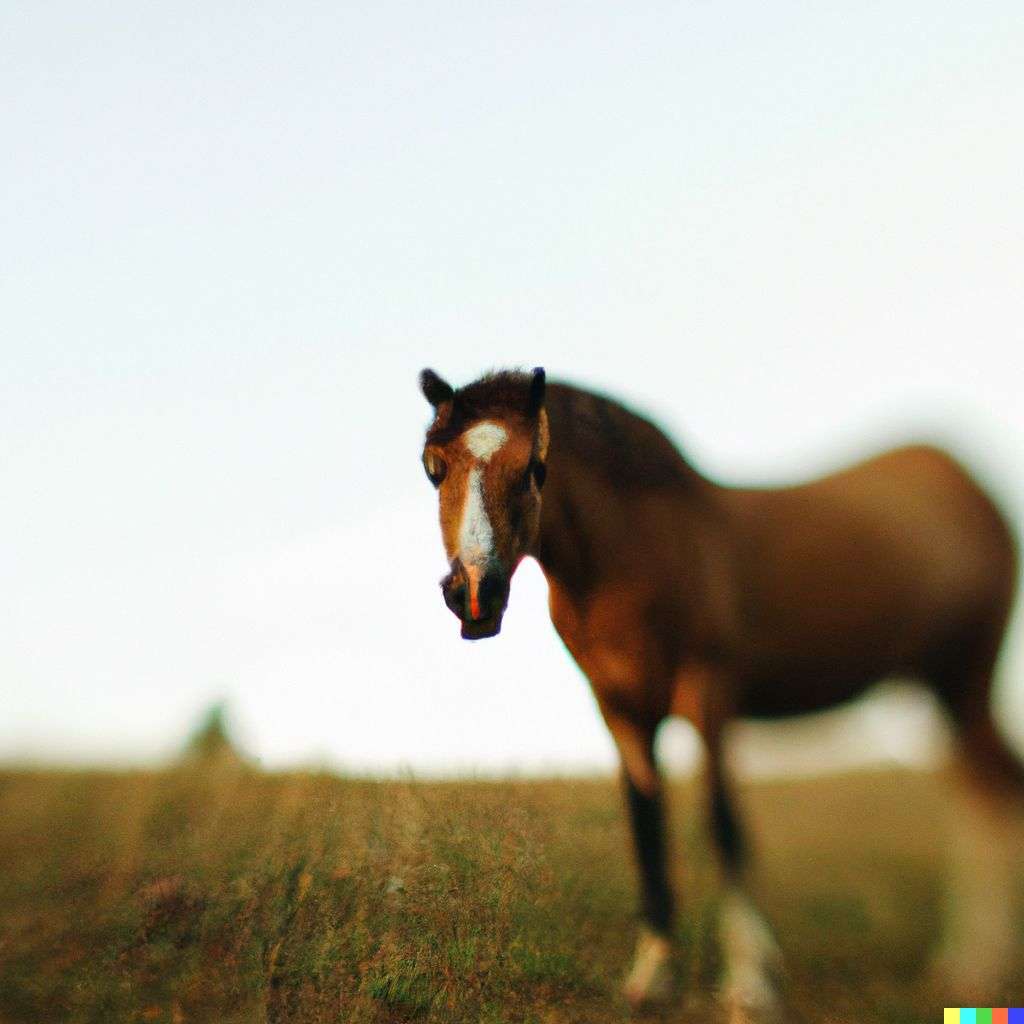 a horse, photograph, extreme tilt shift